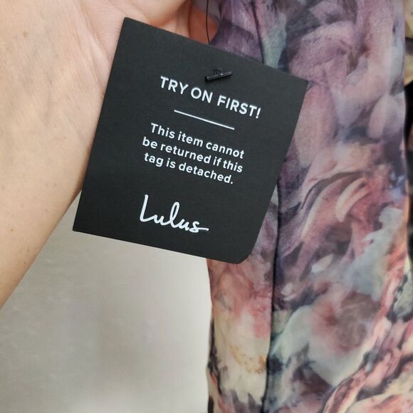 NWT LULUS Cultivate Your Love Black Floral Deep V Organza Skater Mini Dress - Picture 12 of 13